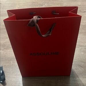 Assouline Vibrant Red Bag with Brown Handles
